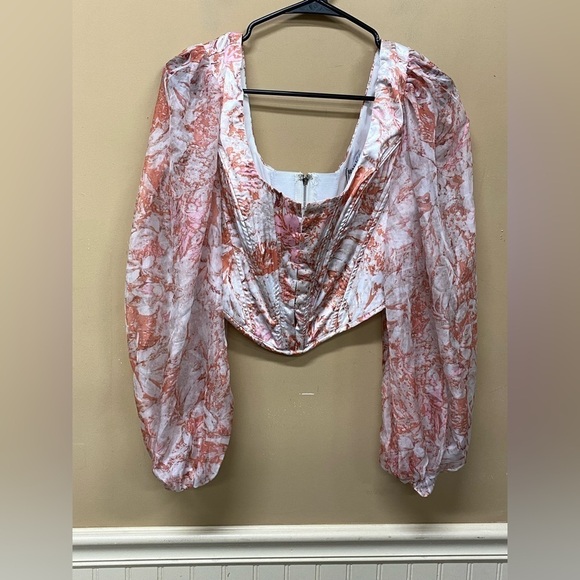 RNWY Label Bustier Corest Top Semi Sheer Long Sleeves Size L NWT - Picture 1 of 7